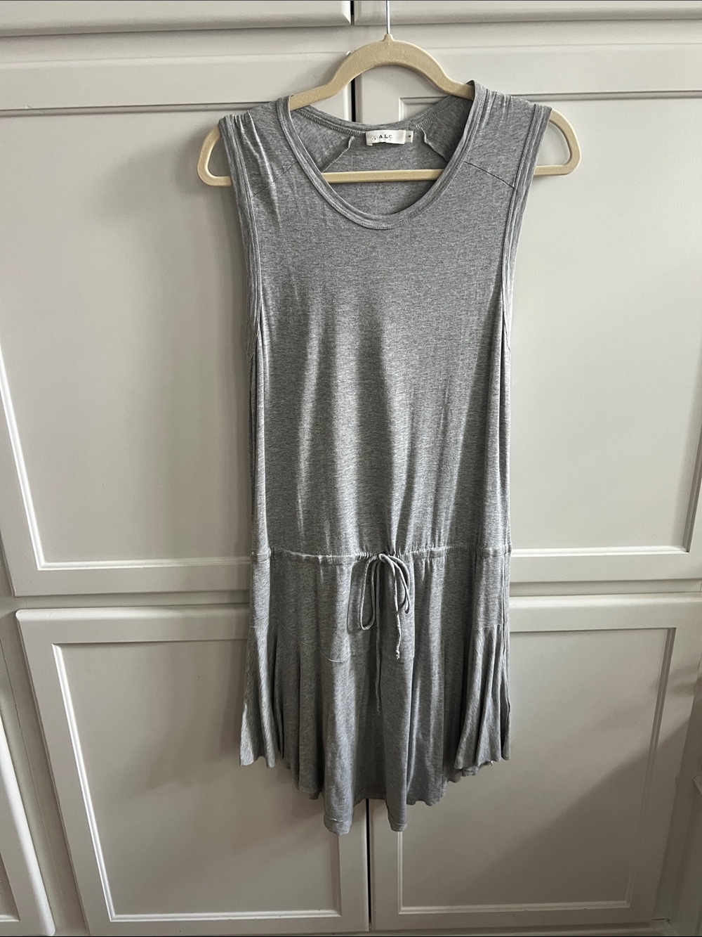 A.L.C. Gray Sleeveless Drawstring Mini Dress